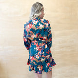 Holiday Cheer Floral Dress - Teal