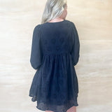 Black Midnight Mini Dress - Eyelet