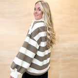 Olive Thick Stripe Pullover