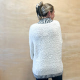 Stitched Contrast Chunky Sweater - Cream