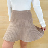 Sweater Pleated Mini Skirt - Mocha