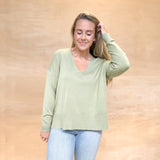 Lexington Knit V-Neck Sweater - Dry Herb