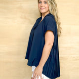 Kayla Navy Pleated Blouse