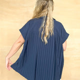 Kayla Navy Pleated Blouse