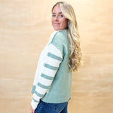 Slate Color Block Stitched Sweater