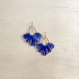 Boho Royal Blue Woven Straw Drop Earrings