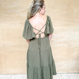 Olive Tiered Midi Dress