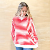 Best Choice Stripe Crewneck - Cream/Red