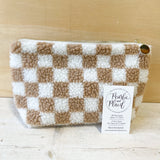 Checker Teddy Pouch - Tan