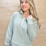 Olive Striped Quarter Zip