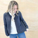 Charcoal Blue Knit Cardigan