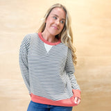 Color Trimmed Striped Long Sleeve