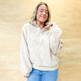 Micro Sherpa Quarter Zip Jacket - Taupe