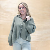 Button Down Cardigan - Olive