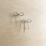 silver long bow, delicate, thin bow, stud 